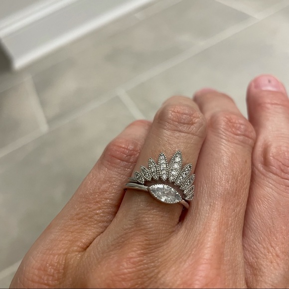 Chloe + Isabel Silver Pavé Stacking Ring Set - Picture 3 of 5